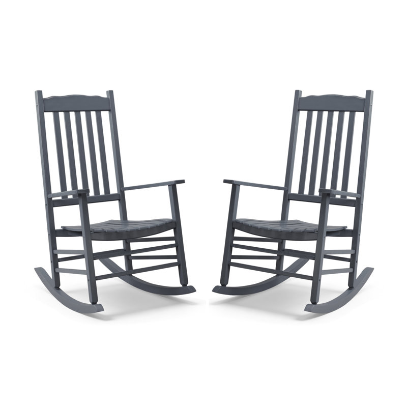 Chaise berçante de patio en bois massif Classic (ensemble de 2), Gris