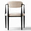 Chaises de salle à manger modernes en chenille à dossier ouvert avec accoudoirs et structure en métal-1018585461