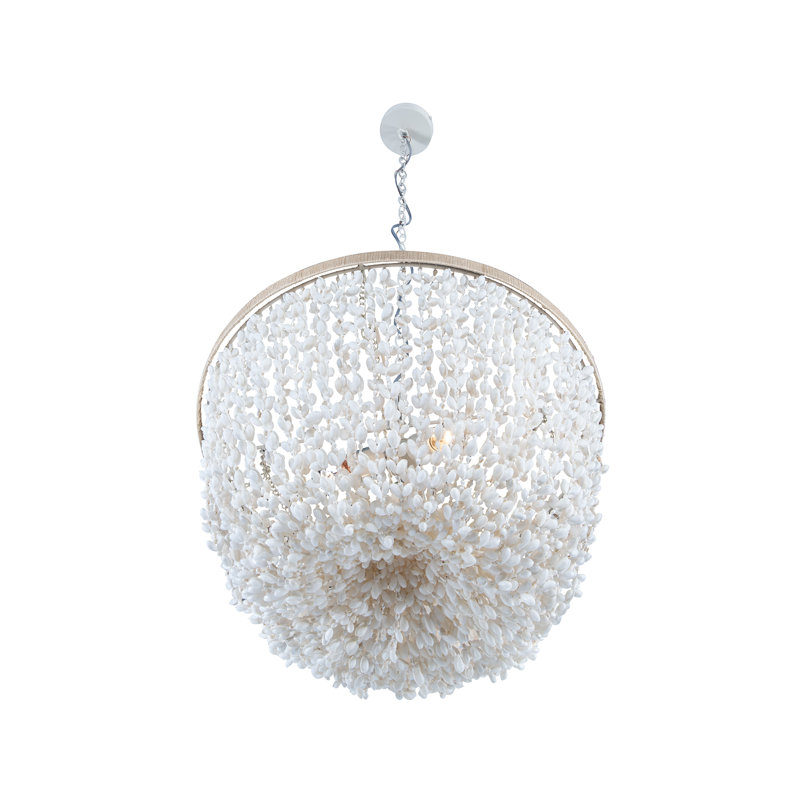 Lorsworth 3 - Light Seashell Dimmable Drum Chandelier