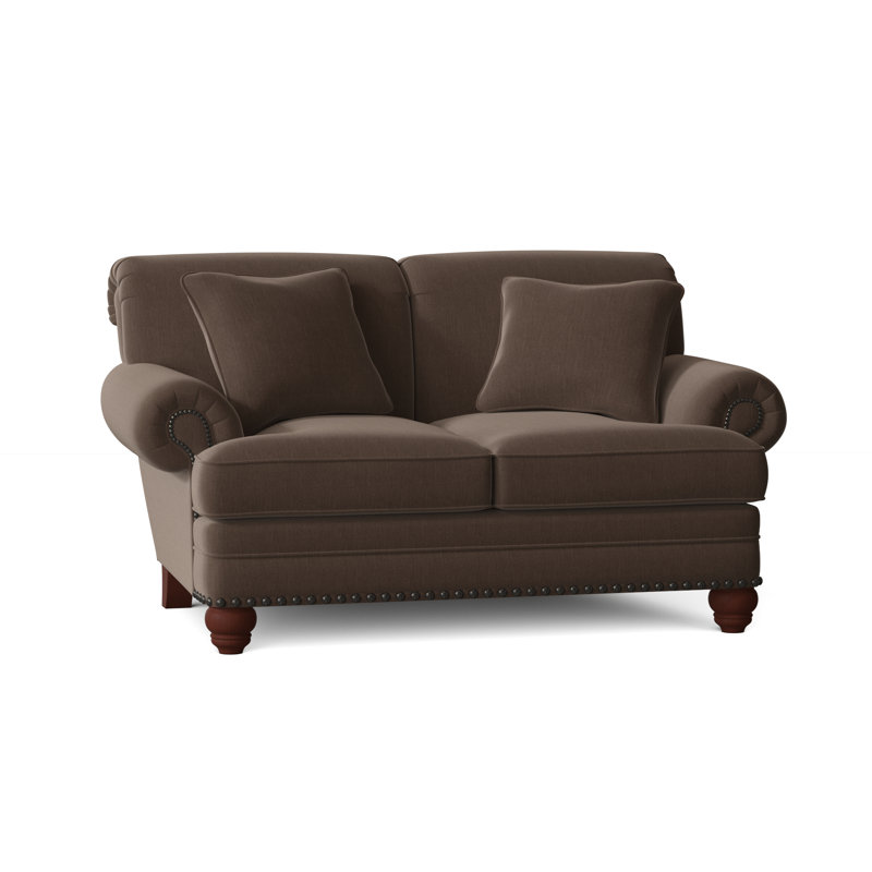 Spratt Loveseat, Anello 22 Navy Performance Twill, Manhattan, Dark Brass