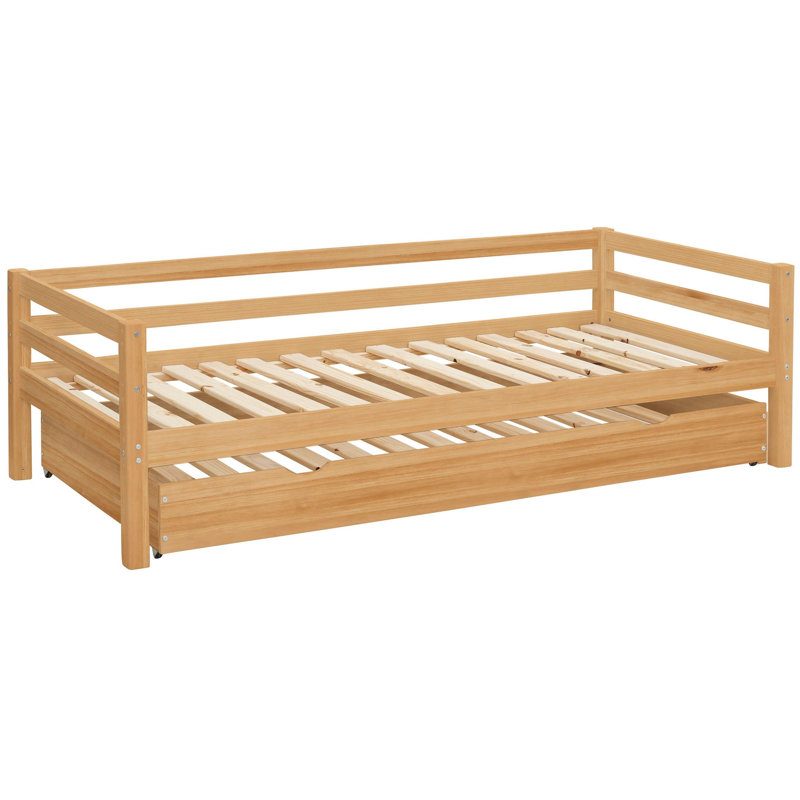 Hongyu Solid Wood Daybed with Trundle, Stain Wax