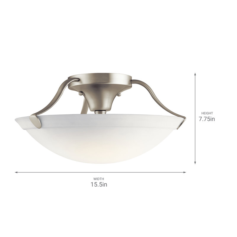 Plafonnier semi-encastré 3 lumières 15,5 po Ervin, Nickel brossé