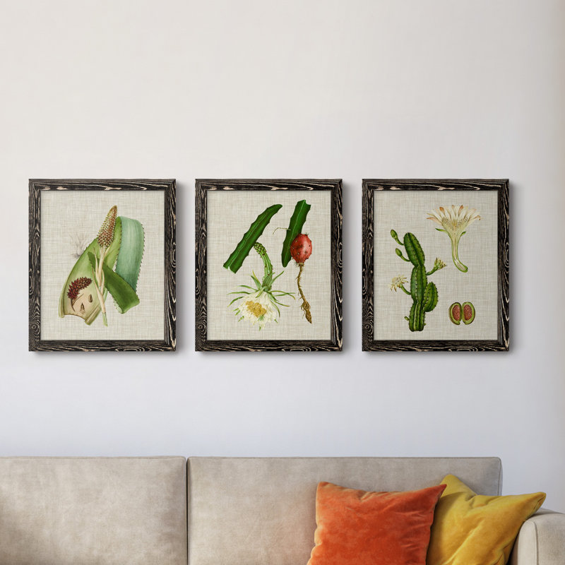 «Elegant Tropicals I», ensemble de 3 reproductions d'art sur toile, Noir, H 20 po x l 51 po x P 1,5 po