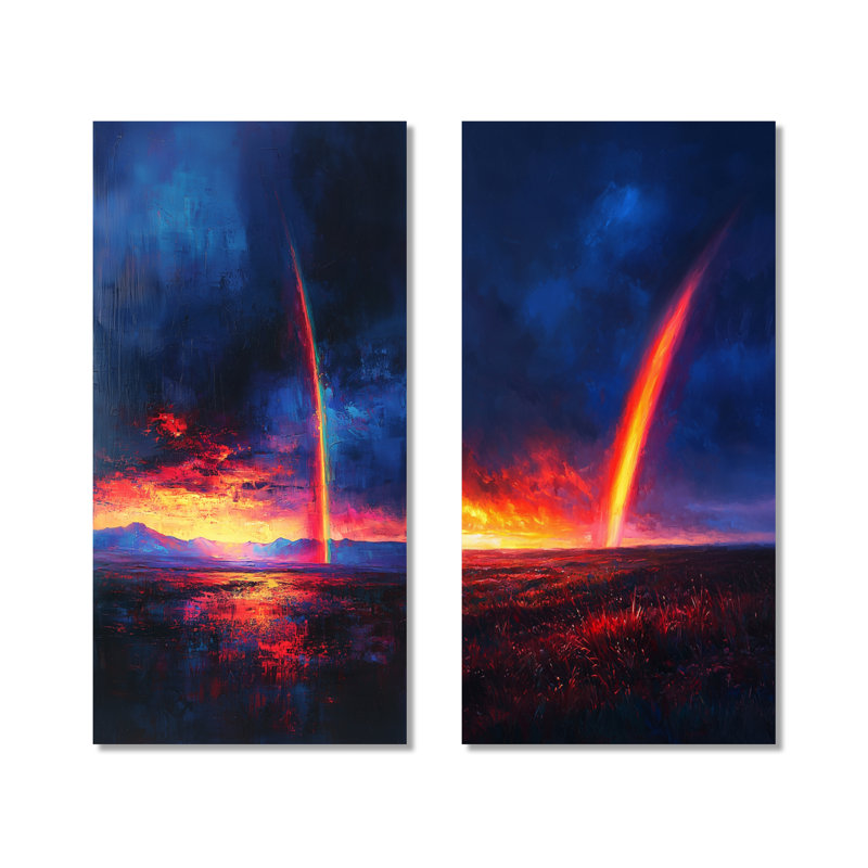 Rainbow After The Storm I - Collection d'art sur toile 2 pièces, 28" H x 25" W, Toile tendue