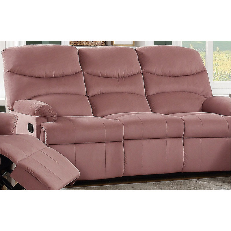 Canapé inclinable manuel luxueux à 3 places en velours rosé luxueux