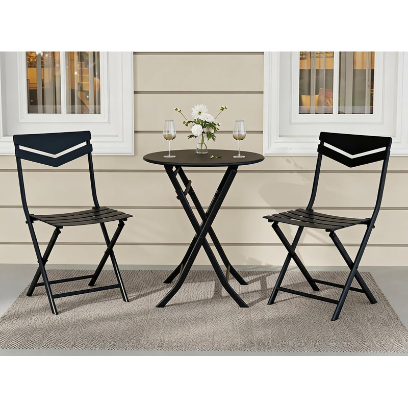 Ensemble bistro 3 pièces, table de patio intérieur et chaises, ensemble de jardin compact jaune, Noir