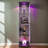 4-Layer Display Cabinet Modern Glass Showcase With LED Light & Door, White-1215551346