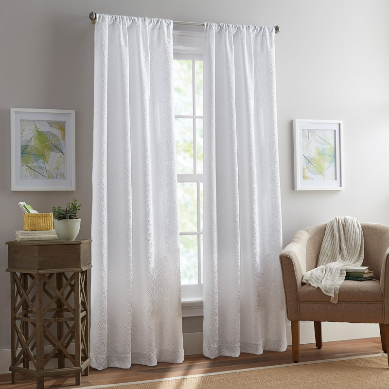 Peri Home Filigree White Curtain Panel Pair, 38" W x 108" L