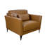 Fauteuil en cuir beige avec coussin inclus, pieds en métal, assise entièrement en mousse, rembourrage ferme, hauteur 86 cm, capacité de charge 100 kg, assise et dossier de type selle, densité D28, largeur 102 cm, charge maximale