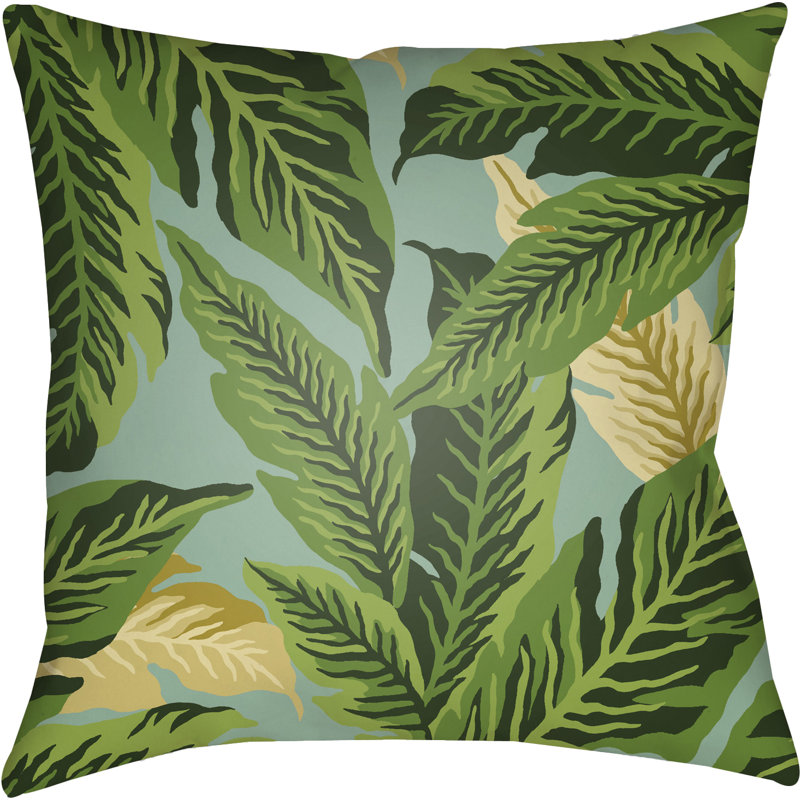 Tropical Indoor/Outdoor Floral Throw Pillow, 18" H x 18" W x 4" D