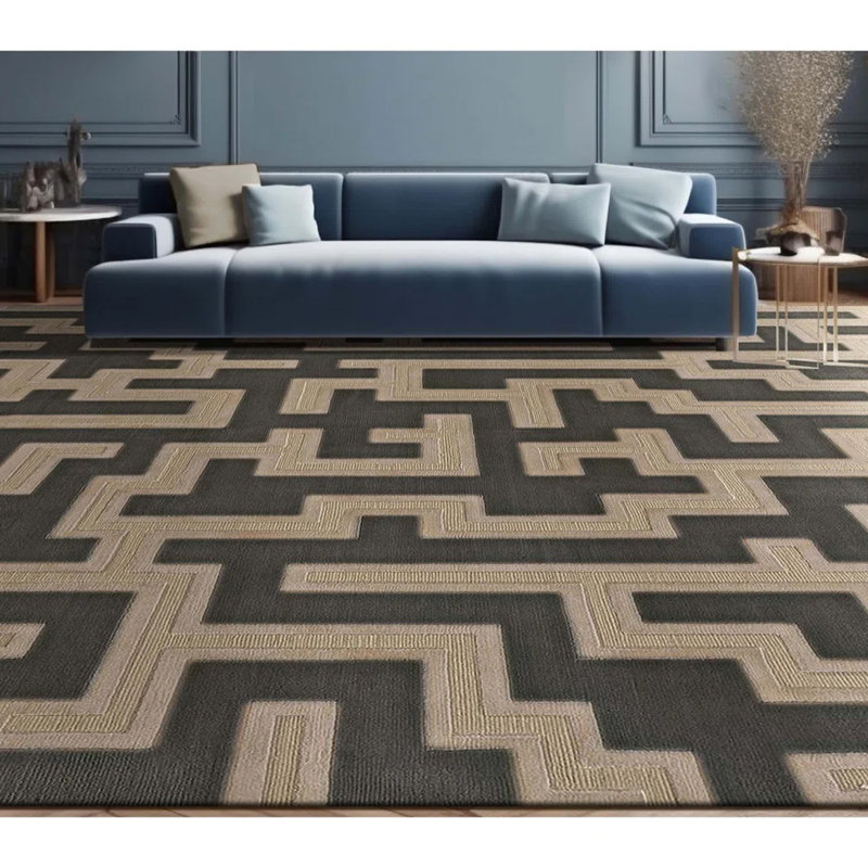 Tapis rectangulaire brun / noir, Rectangle 9 pi x 12 pi
