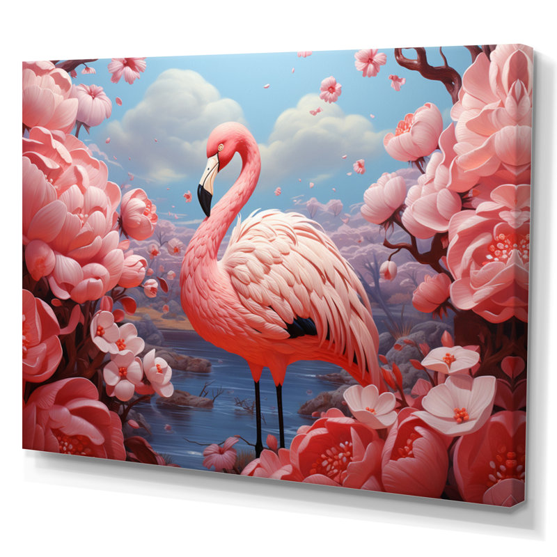 Atuf flamant rose Atuf - imprimé, Toile tendue, H 24 po x l 32 po x P 1 po