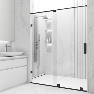 Porte de douche coulissante sans cadre avec verre transparent 3/8 po l 58-60 po x H 73 po Ryland