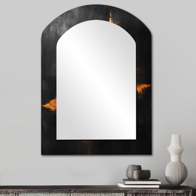 Miroir mural noir et doré Ethereal Dream I - Line Art Arch, miroir décoratif asymétrique noir