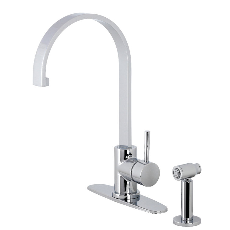 Kingston Brass Concord Single-Handle Deck Mount Kitchen Faucet with Brass Sprayer and Deck Plate