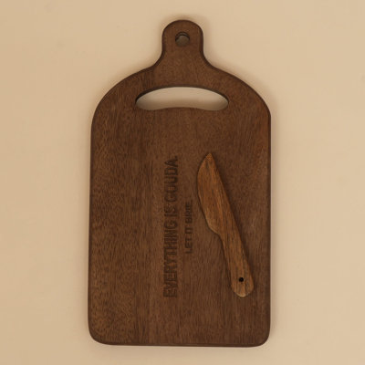 Planche à fromage en bois de manguier miniature avec couteau à fromage, planche de service de 30,5 x 16,5 cm avec poignée pour charcuterie, fromages et amuse-gueules