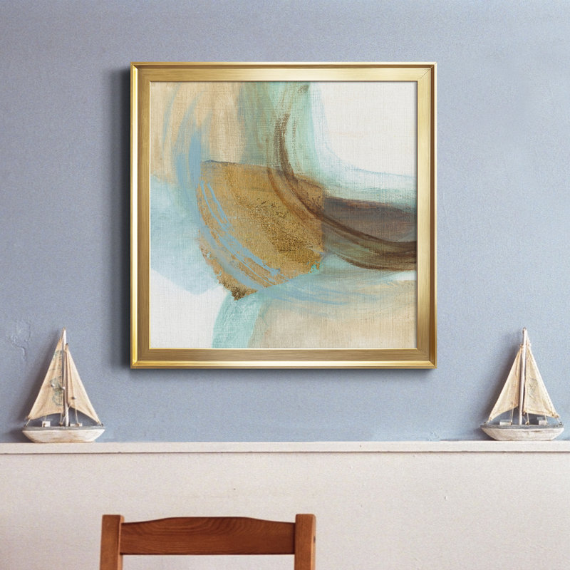 Blue Rythme I - Peinture sur toile encadrée, H 30,5 po x l 30,5 po x P 1,5 po, Encadrement doré