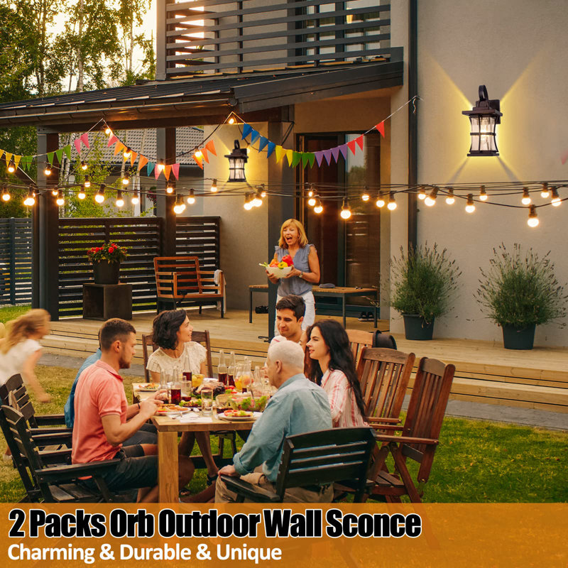 2 Packs Outdoor Wall Light, Oil Rubbed Bronze Exterior Light Fixture Waterproof Porch Sconces Wall Mounted Lighting, Anti-Rust Rustic Wall Sconce