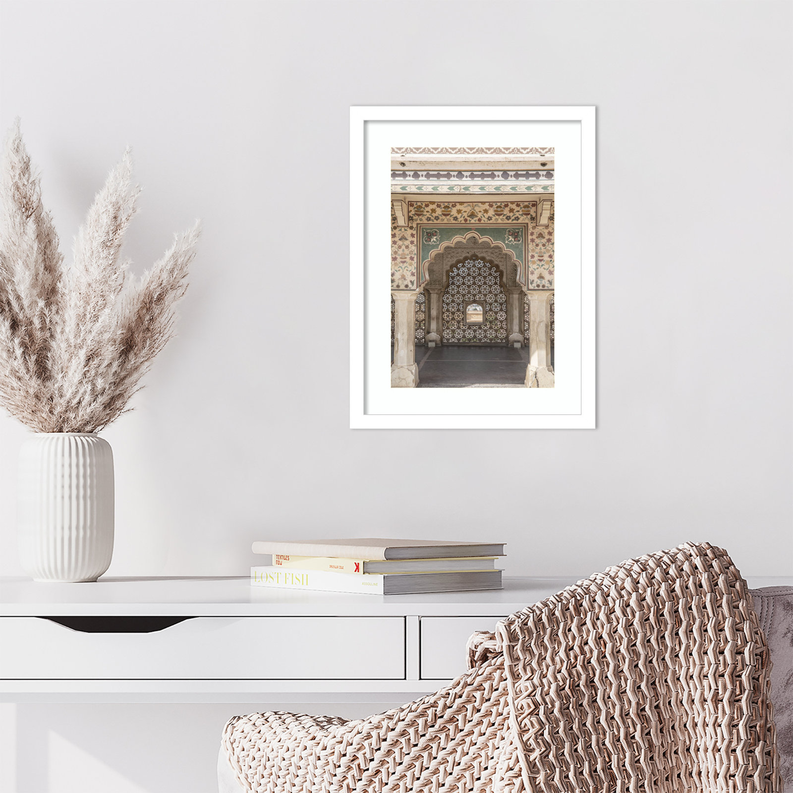 Daisey "Desert Palace" Print, White , 17" H x 13" W
