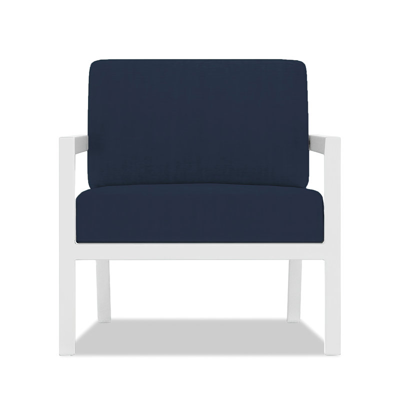 Vivant Patio Chair with Sunbrella® Cushions, Spectrum Indigo Sunbrella®, White