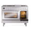 Cuisinière à double combustible ILVE Professional Plus II Series 48 po avec 8 brûleurs scellés et plaque de cuisson (gaz naturel, porte vitrée)-192050351-192050387