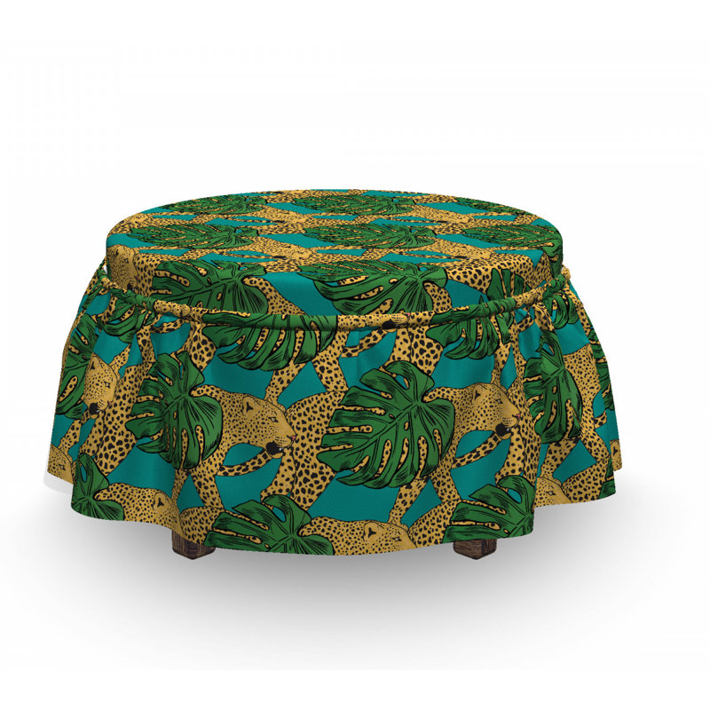 Housse pour repose-pieds animaux et monstera