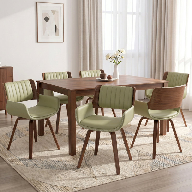 Fauteuils de salle à manger pivotants en simili cuir Hitney, Green
