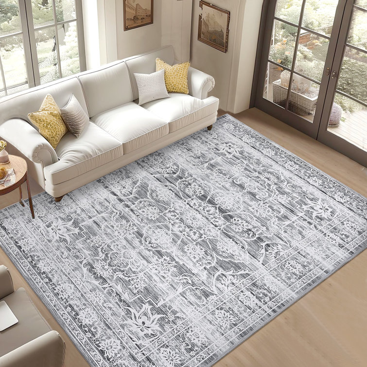 Oriental Machine Washable Rug for Living Room Dining Room Easy-Cleaning Floor Carpet with Rubber Backing for Bedroom Office Nursery Playroom