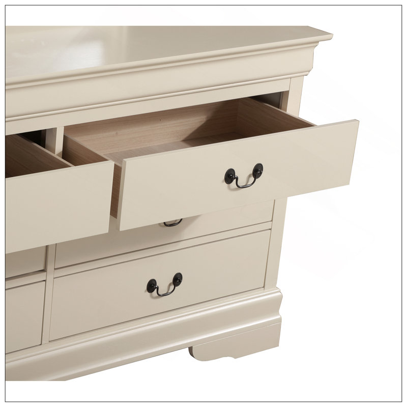 Commode double à 6 tiroirs de 60 po de largeur Citronelle, Beige