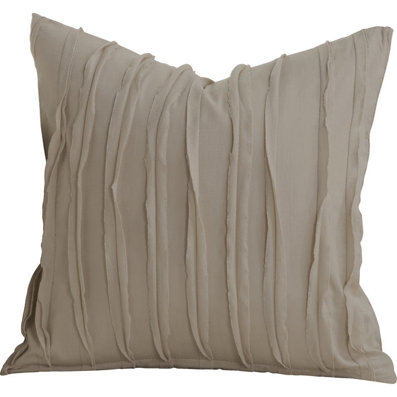 Tattered Ruffled Cotton Throw Pillow, 16" x 16", Haze
