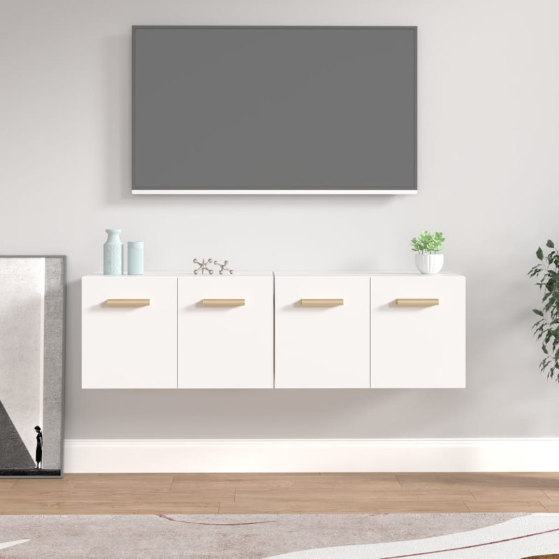 Kriss Unfinished Floating TV Stand, White, 35cm H x 100cm W x 36.5cm D,