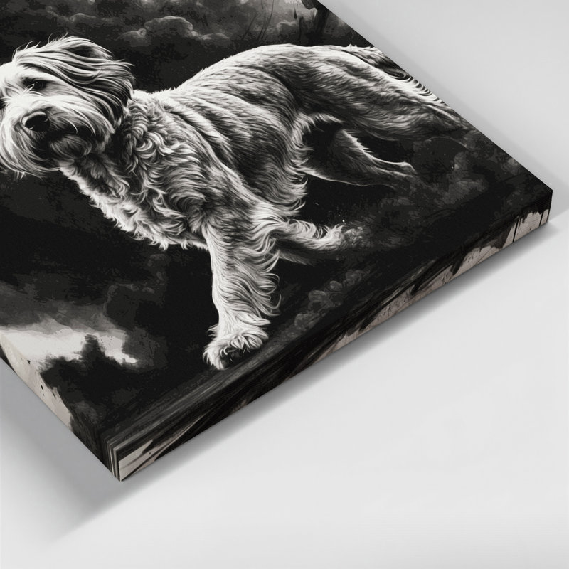 «Dogs Briard Gray», art mural sur toile, H 8 po x l 8 po