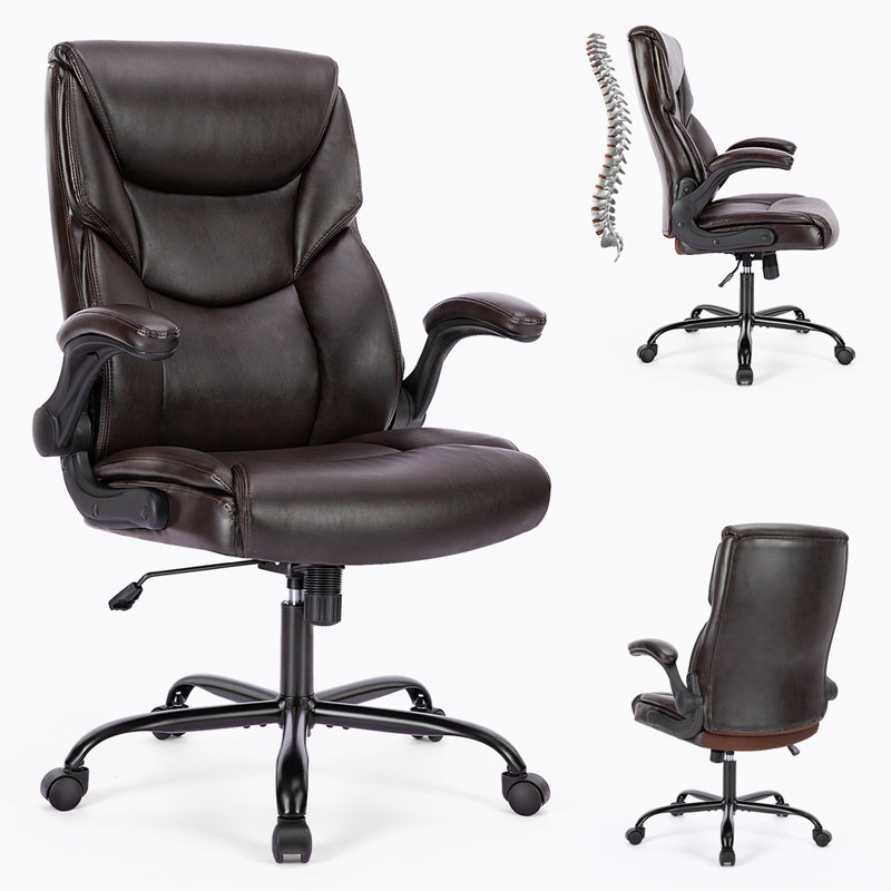 Chaise de bureau avec appui-tête Jamschid, Brun