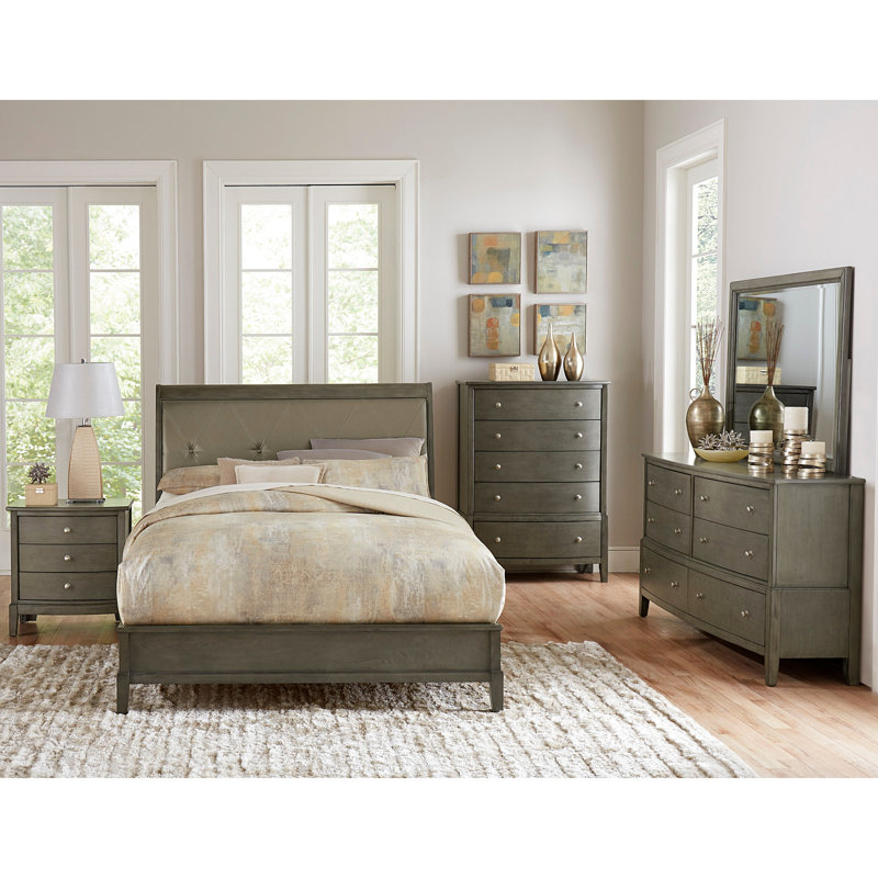Table de chevet 3 chambres en placage de bouleau gris, table de chevet fonctionnelle et attrayante en placage, 3 tiroirs, rangement polyvalent