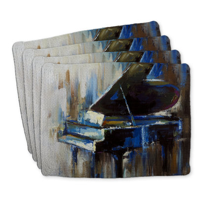 Abstract Grand Piano Braided Polyester Placemats Set of 4 Decor