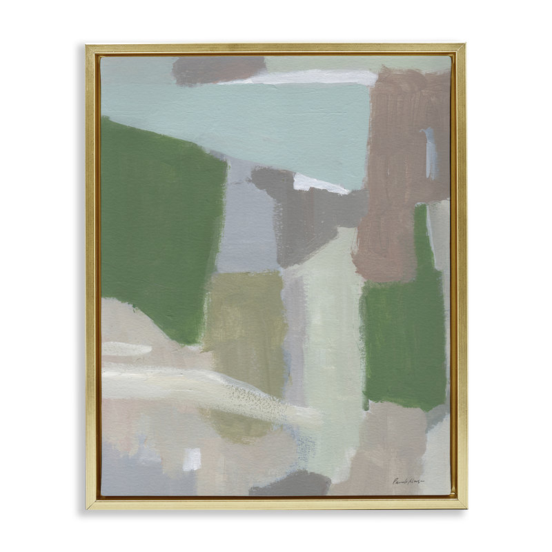 «Spring Green Abstraction», art par Pamela Munger, H 21 po x l 17 po, Cadre flottant métallique doré
