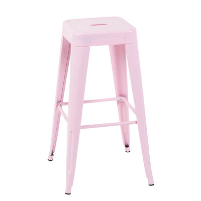 4 tabourets de bar roses en métal sans dossier à hauteur de comptoir de 30 po pour îlot de cuisine - métal, installation rapide, assemblage d'outils à cadre stable, sièges