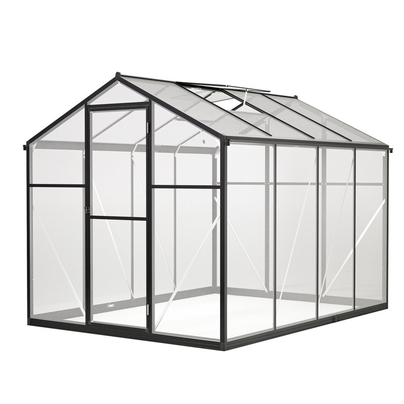 Serre en aluminium d'extérieur - Pour conditions difficiles et polycarbonate ventilé pour les jardins Installation rapide gardée