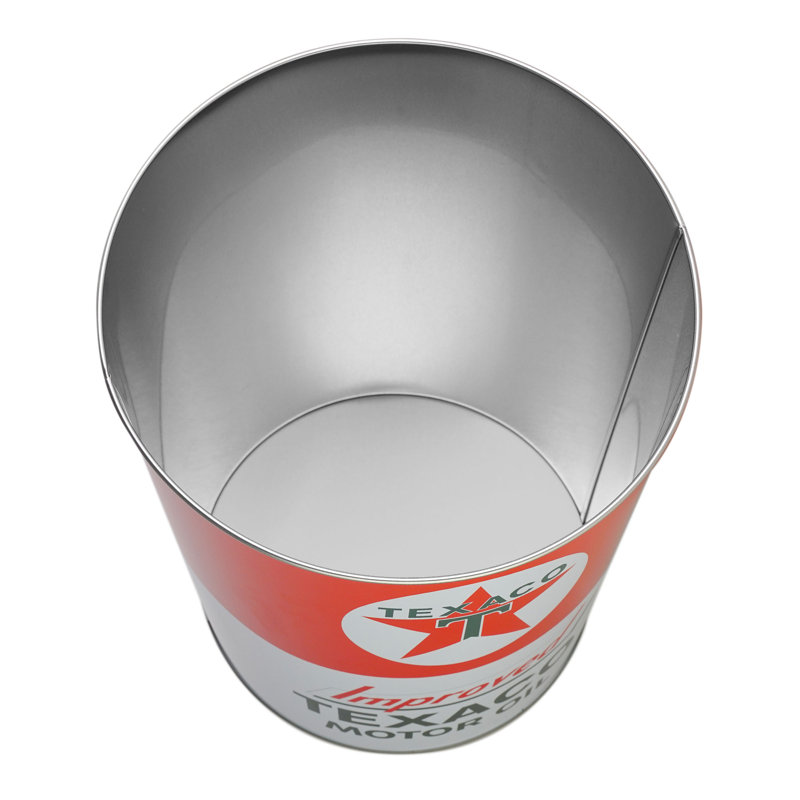Texaco Red and White Metal Trash Bin - 2.25 Gallons