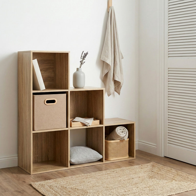 Mitsu 90 cm H x 90 cm W Cube Bookcase, Oak