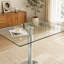 Table de salle à manger 38,5 pouces moderne minimaliste carrée en verre avec base en métal à colonne unique. Disponible en noir, or ou argent. Table de salle à manger à domicile. Convient pour 2 à 4 personnes. (Table seulement)