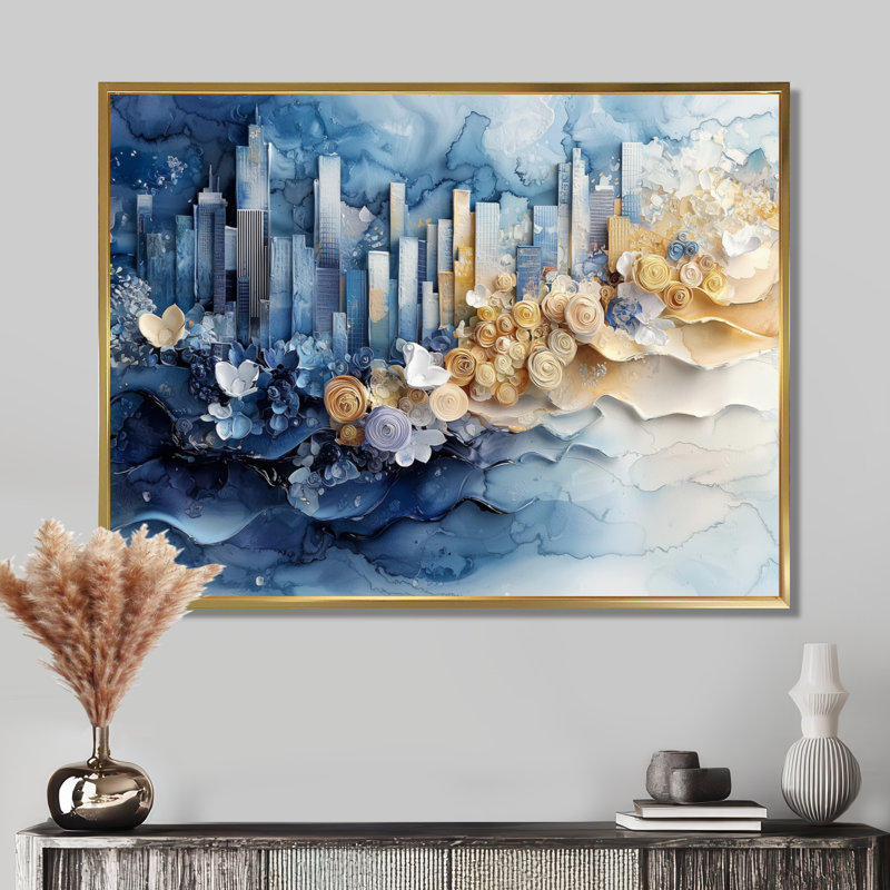 Obola - Cityscapes Wall Art, H 30 po x l 40 po, Cadre flottant, Doré