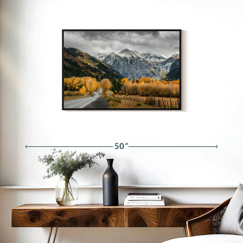 Route d'automne à Telluride, Cadre flottant noir, 31 po x 21 po