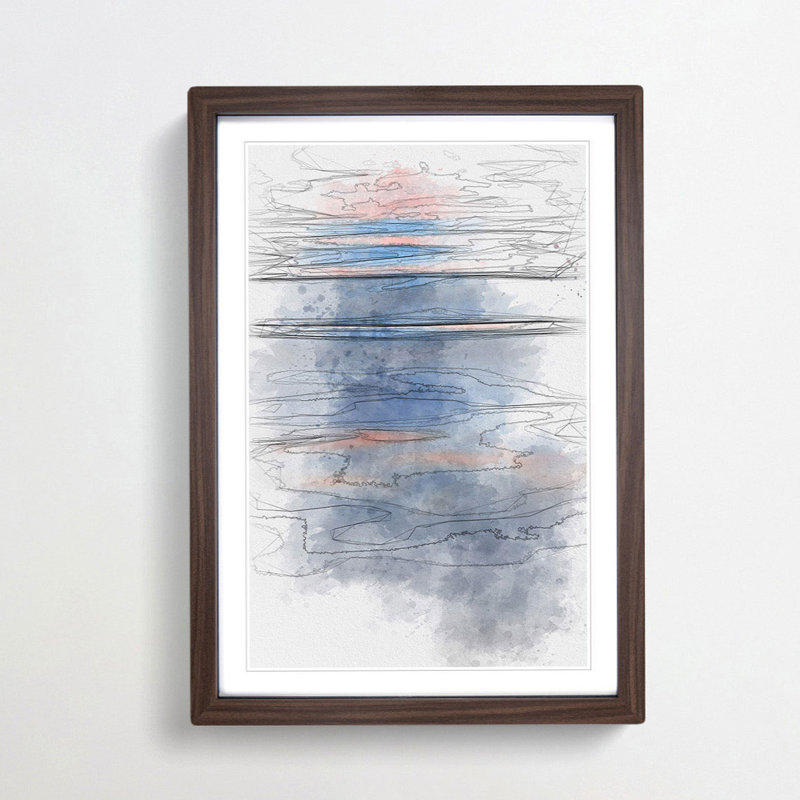 Water Ripples in Abstract - Picture Frame Graphic Art Print, Walnut, 50cm H x 35cm W x 2cm D