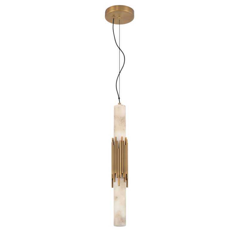 Venna, suspension, 23 po, laiton antique, albâtre, Laiton antique