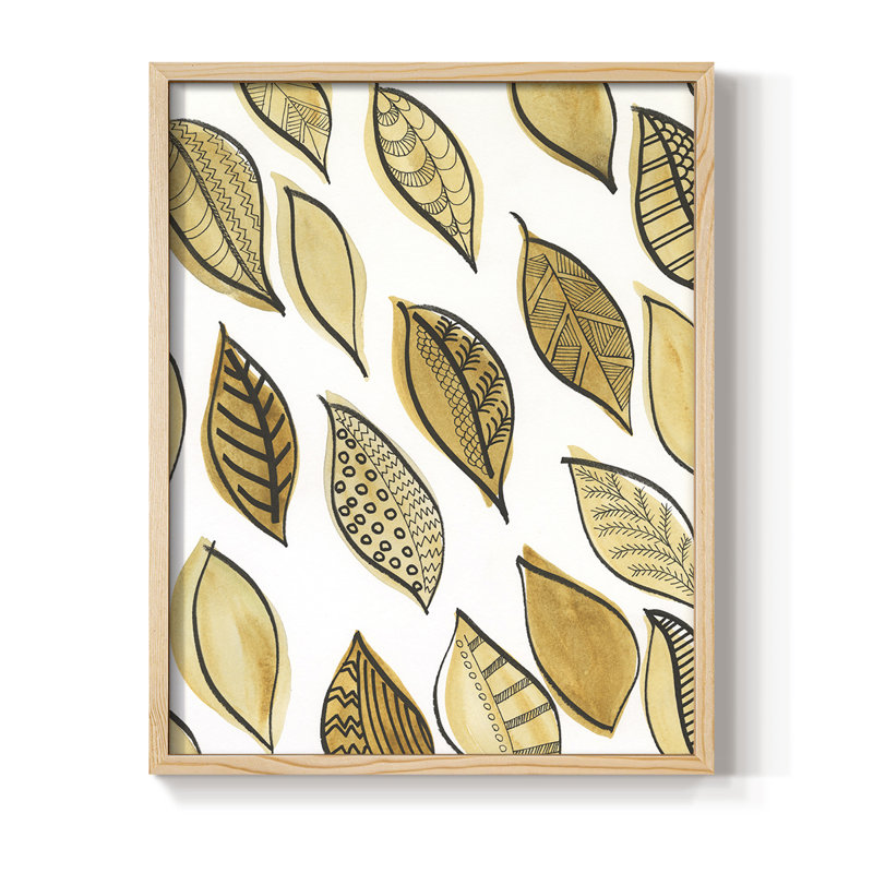 Patterned Leaf Shapes II Framed Print - Solid Wood