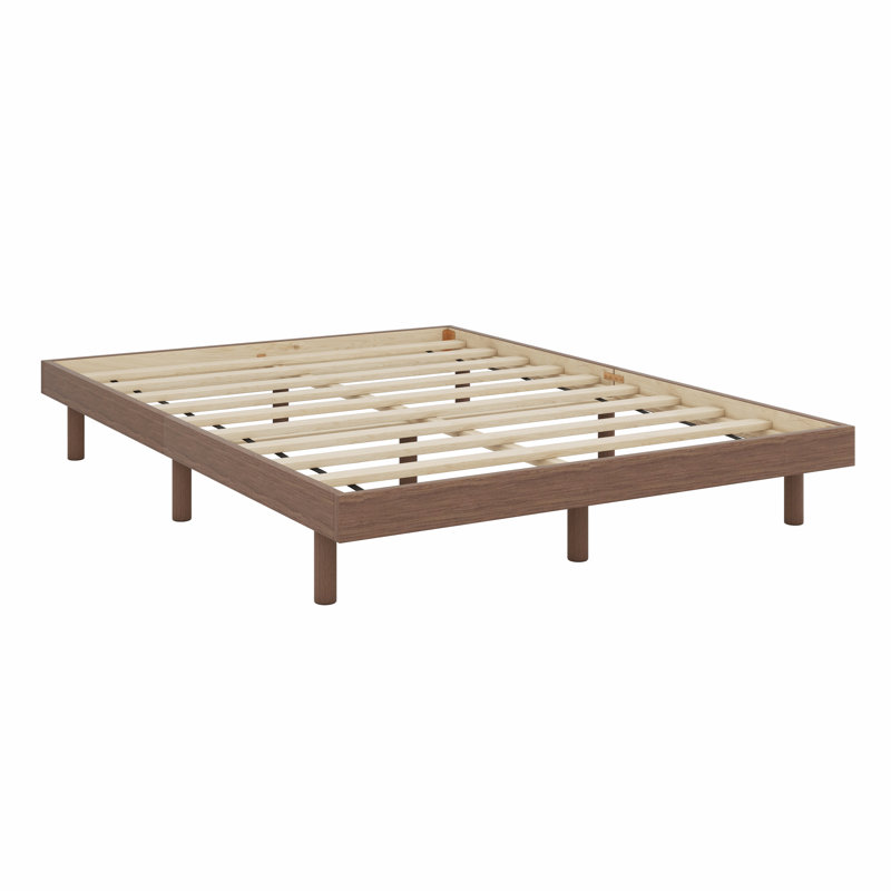 Modern Design Floating Platform Bed Frame, Walnut, Full