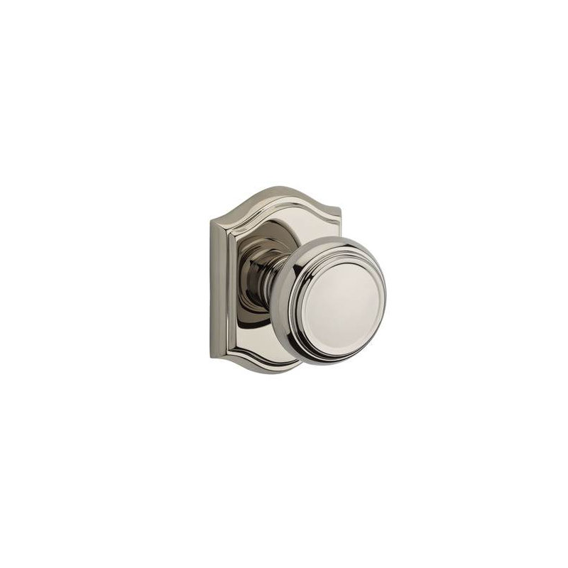 Traditional Single Dummy Door Knob with Arch Rose, Polished Nickel
