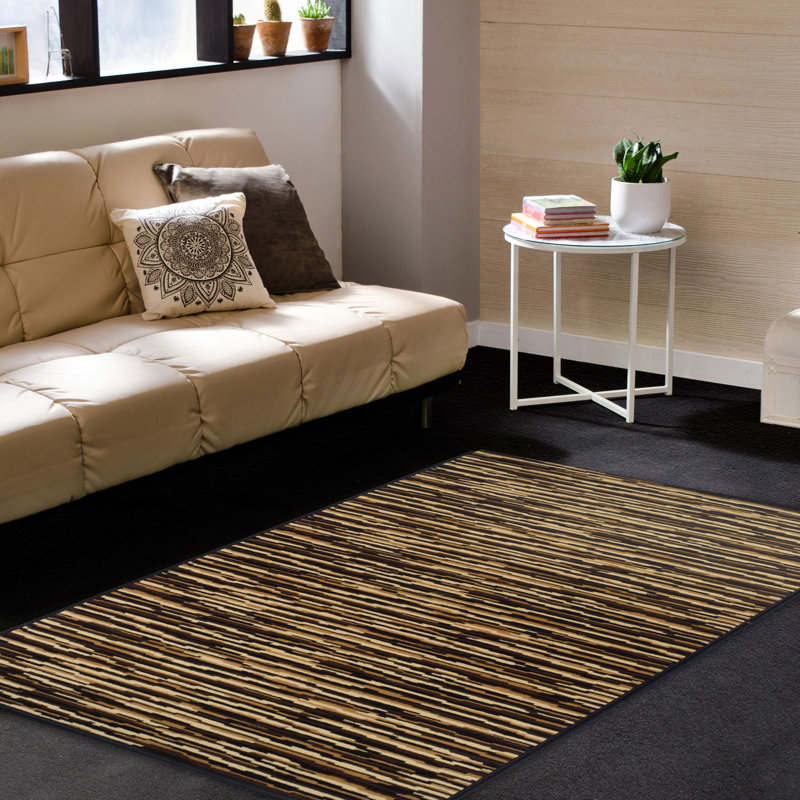 Tapis d'intérieur 100% polypropylène à rayures abstraites Josann , Rectangulaire 4 pi x 6 pi