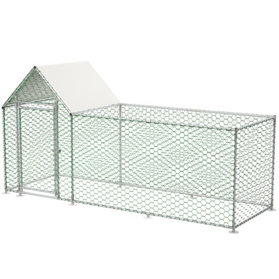 Metal Chicken Coop Run With Intensive Wire Fencing And Portable Weather Poultry House Construction Removable Sunshade